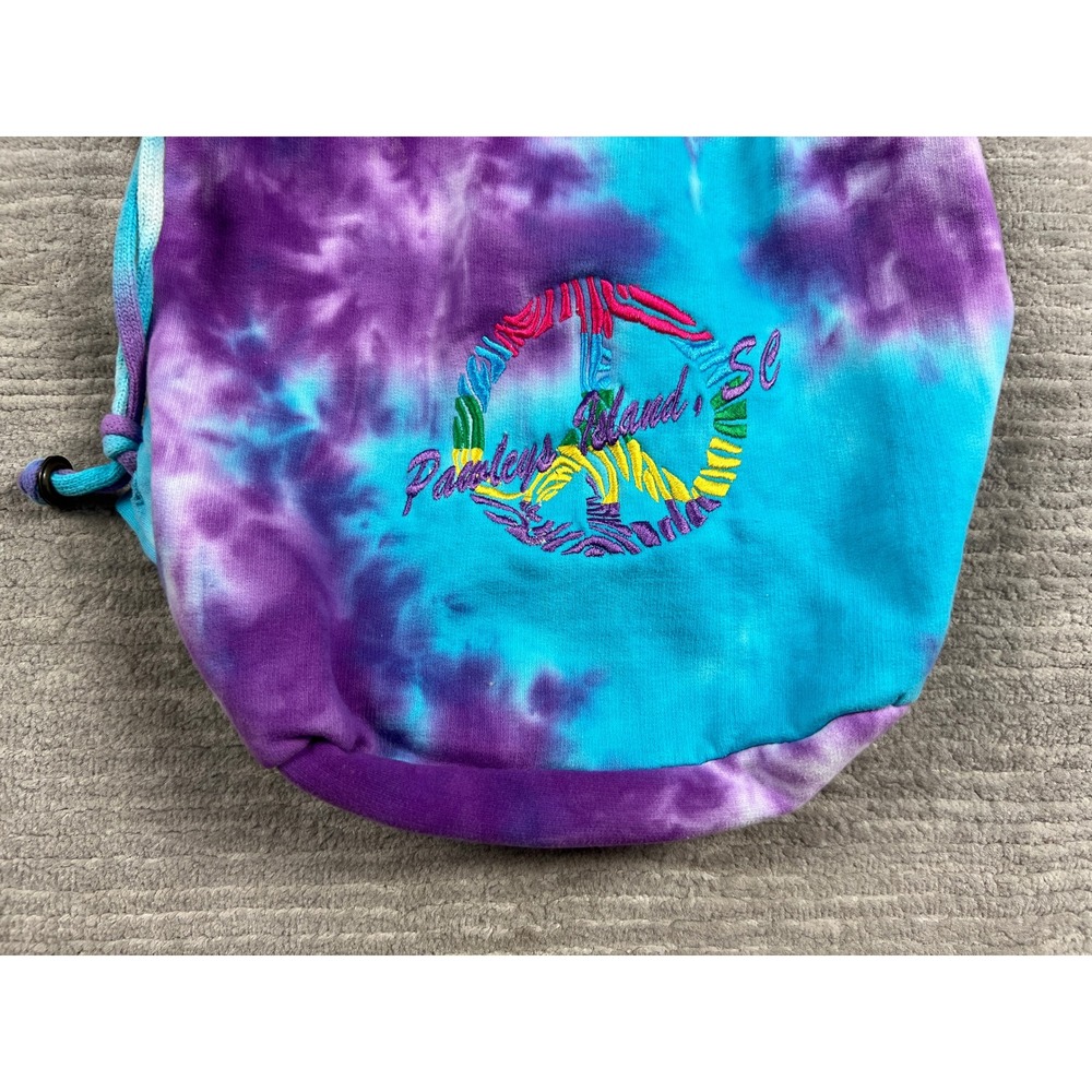 Unbranded Drawstring Backpack Unisex OS Purple Tie Dye Peace Sign Pawleys Island - Picture 3 of 13